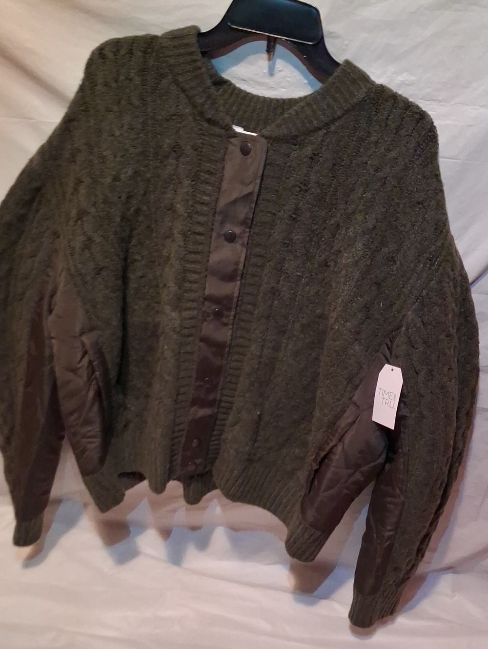 ✨NWT ✨ Olive Green Snap Front Cable Cardigan Sweater Plus Size 3XL(22)